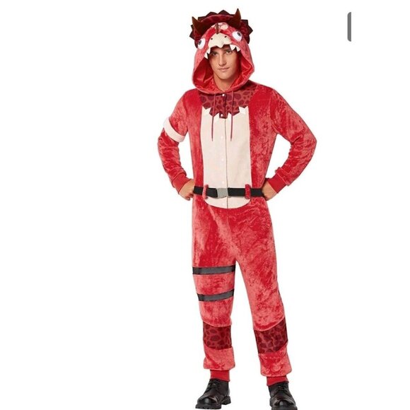 Fortnite Plush Red Tricera Ops Costume Hooded Size Teen OS Spirit Halloween - Picture 8 of 8